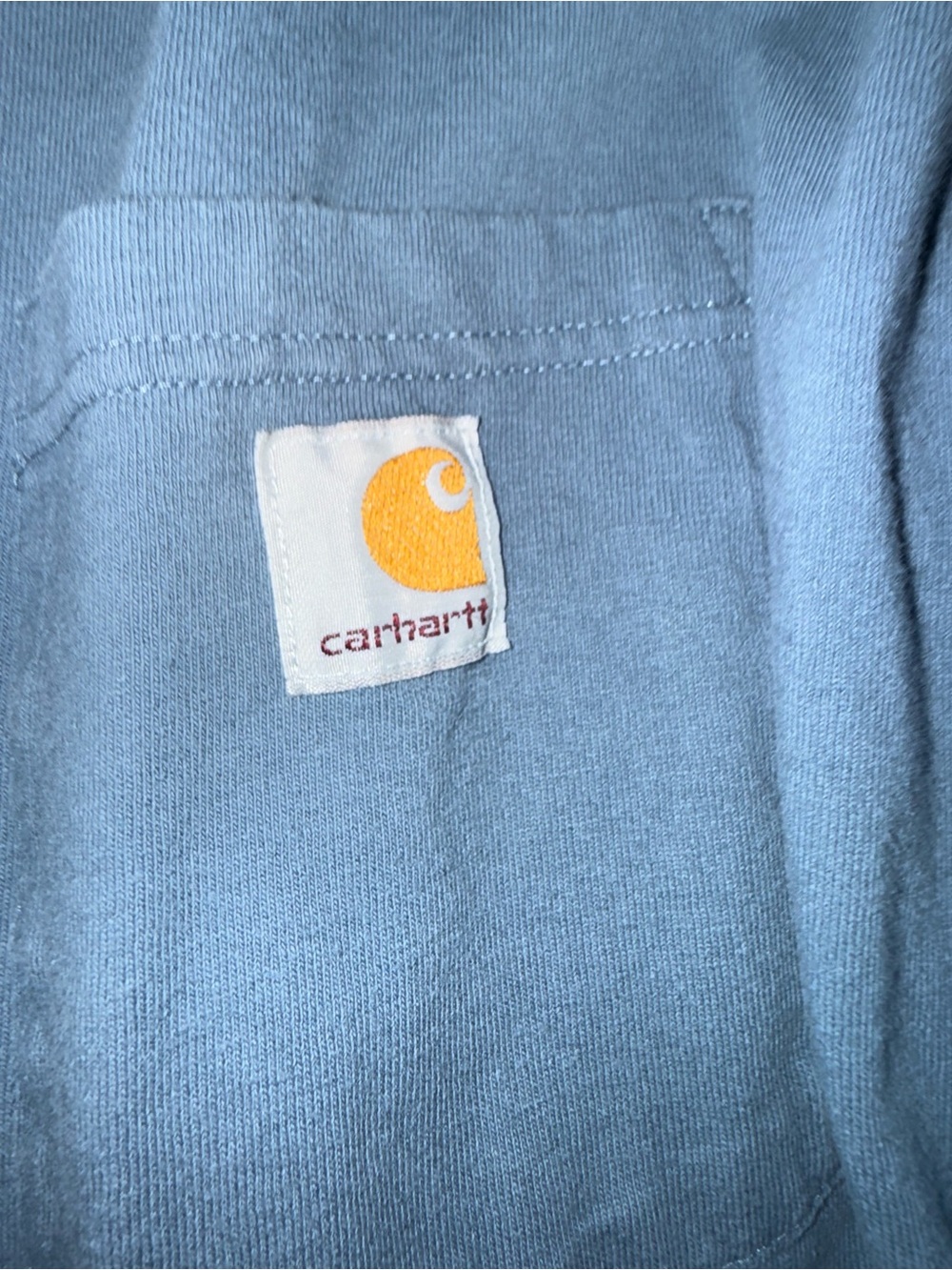 Carhartt Crewneck long sleeve Tee in Slate Blue with Gold Logo